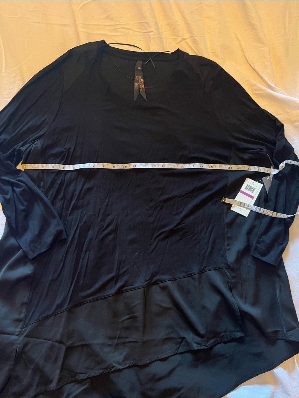 Melissa McCarthy Seven7 Black Long Sleeve Asymmetrical Tunic